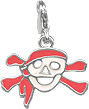 Enameled pirate skull clip charm