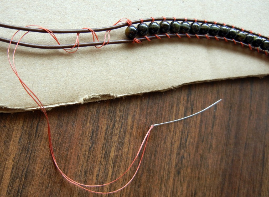 how to stitch a wrapped leather bracelet