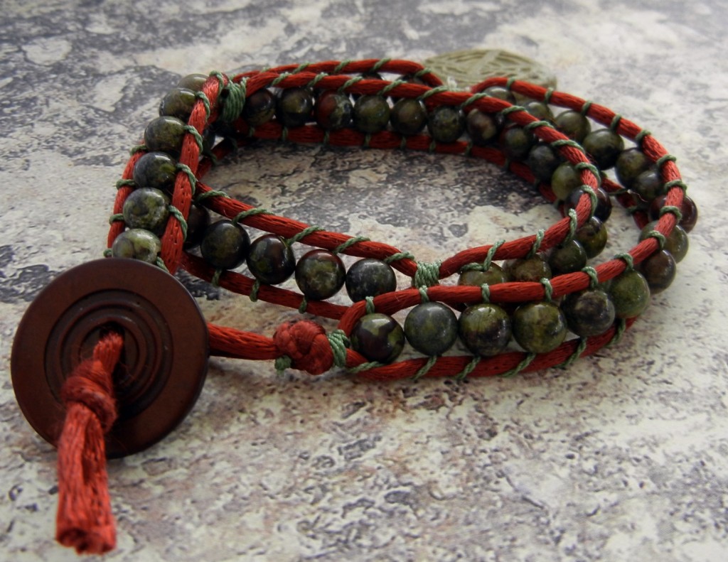 wrapped gemstone bracelet with rattail instead of leather