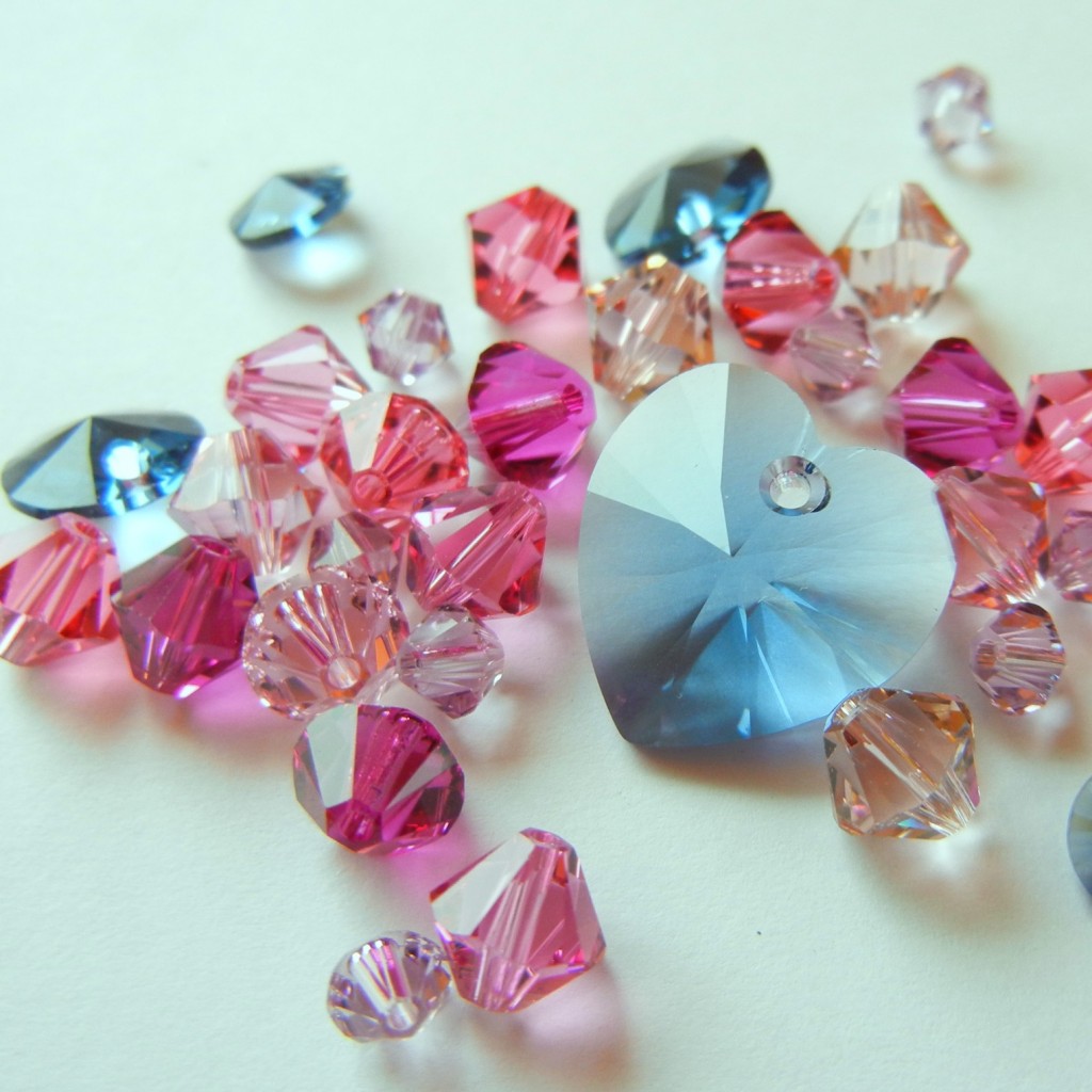 Pink pops next to denim blue crystals