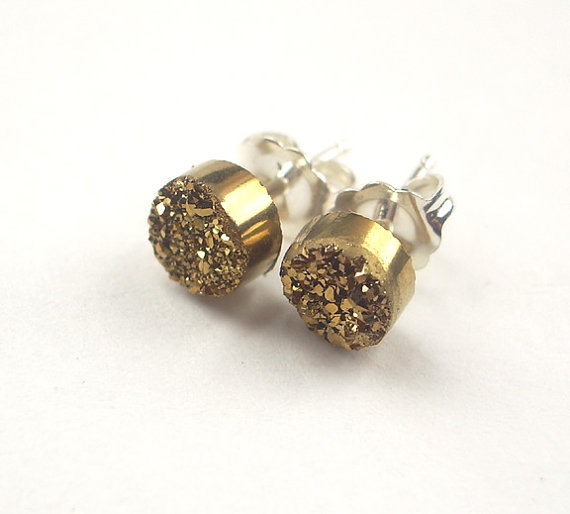 I love these stud earrings with sparkly golden druzies. The artist, Sandra, has tons of beautiful pieces available at her shop, Doolittle Jewelry