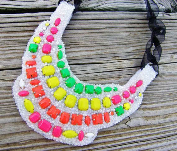 This neon bib necklace is so chic! It is made by jewelry artist Kelly M of KRM Jewel. 