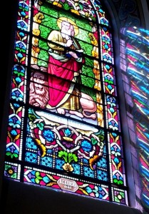 A beautiful stained glass window in the Cathedral Basilica of St. Francis of Assisi