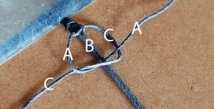 Image of making a square knot from the left.