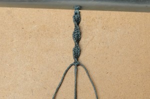 Macrame half-knot spiral stitch.