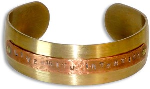 Live with Intention - Cuff Bracelet (made with domed piercing base and reverse riveting accessory)