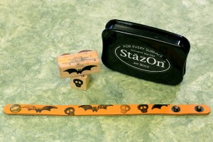 Leather bracelets and StazOn ink make fast and scarey projects.