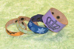 DIY rubber stamped leather bracelets