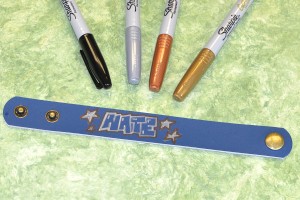 Draw your own design on leather bracelets with Sharpies