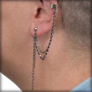 Spike Chain Ear Cuff Non Pierced Earrings Long Chain Ear Cuffs