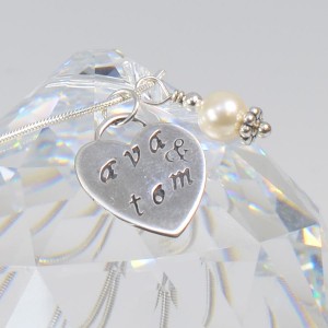 "Ava's Big Day" hand stamped sterling silver pendant.