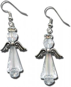 Swarovski Angel Earring with Pewter Wings - Christmas Jewelry