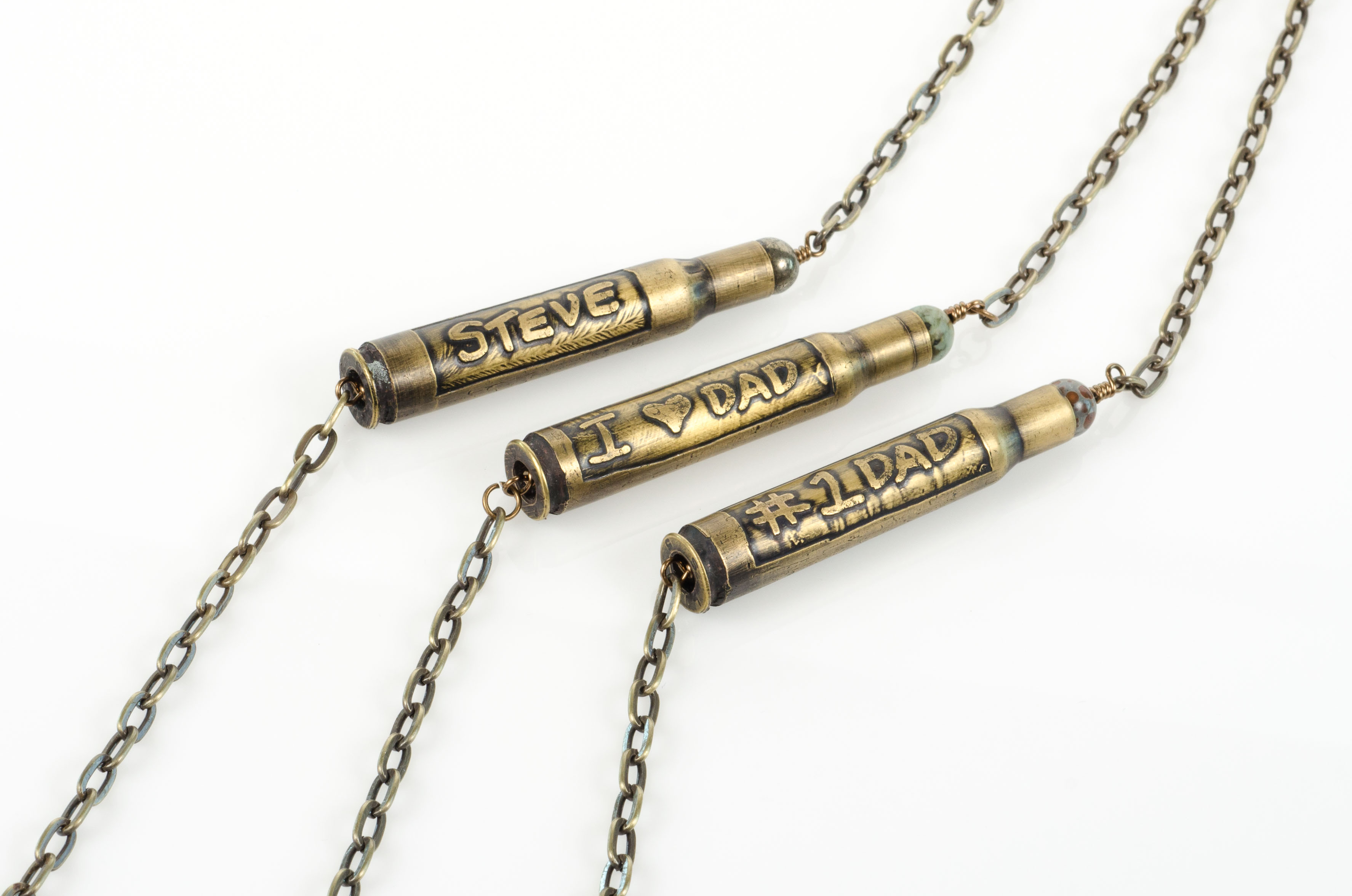 Silver Color Bullet Pendant w/ Cord Necklace Brass Casing #BUL-004 QTY 2 
