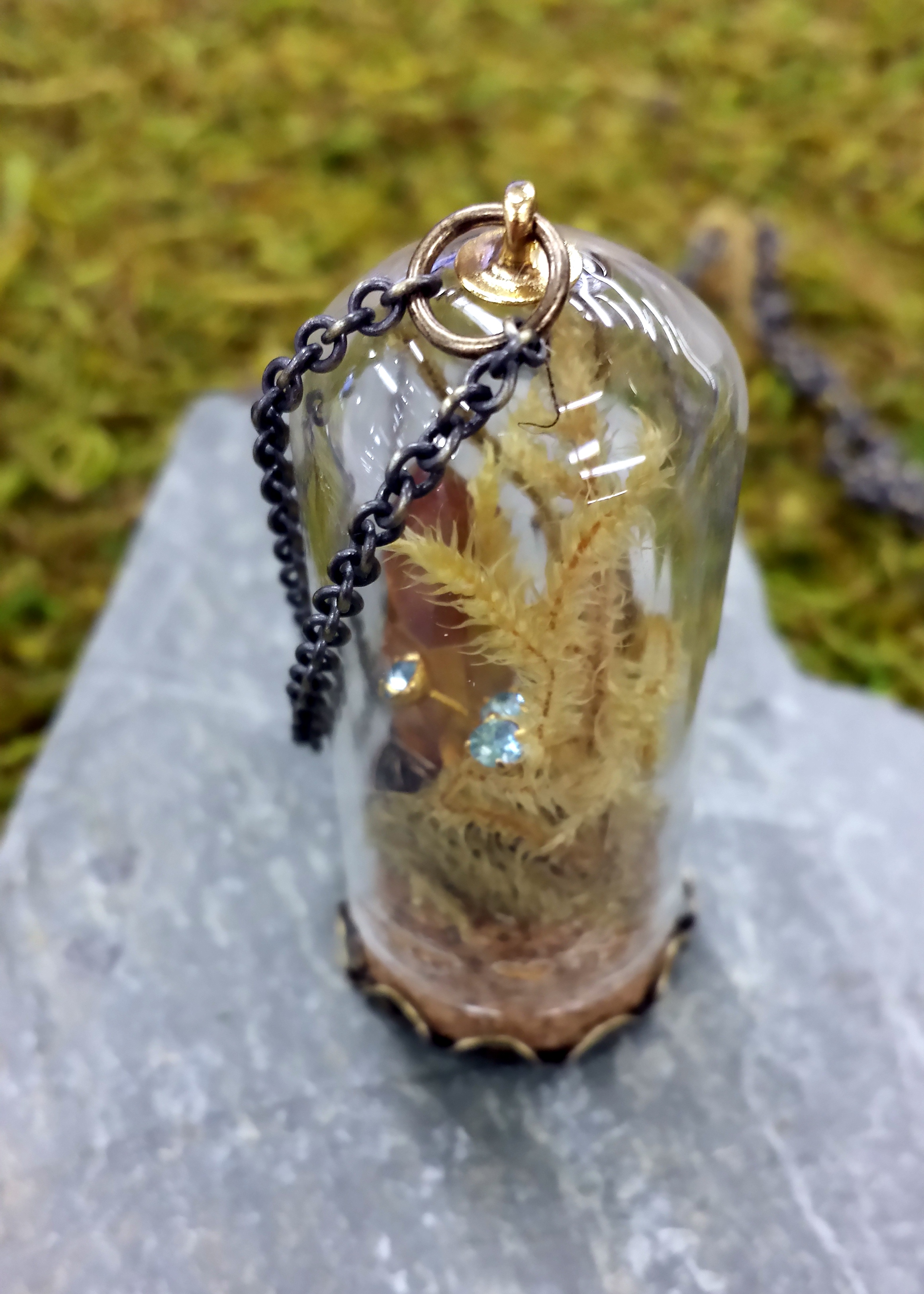 can be removed comes with moss or flowers 23\u201d inch chain Simple Glass Bottle Necklace Pendant DIY