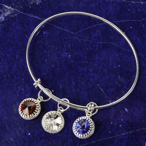 DIY sterling silver red, white and blue crystal bracelet